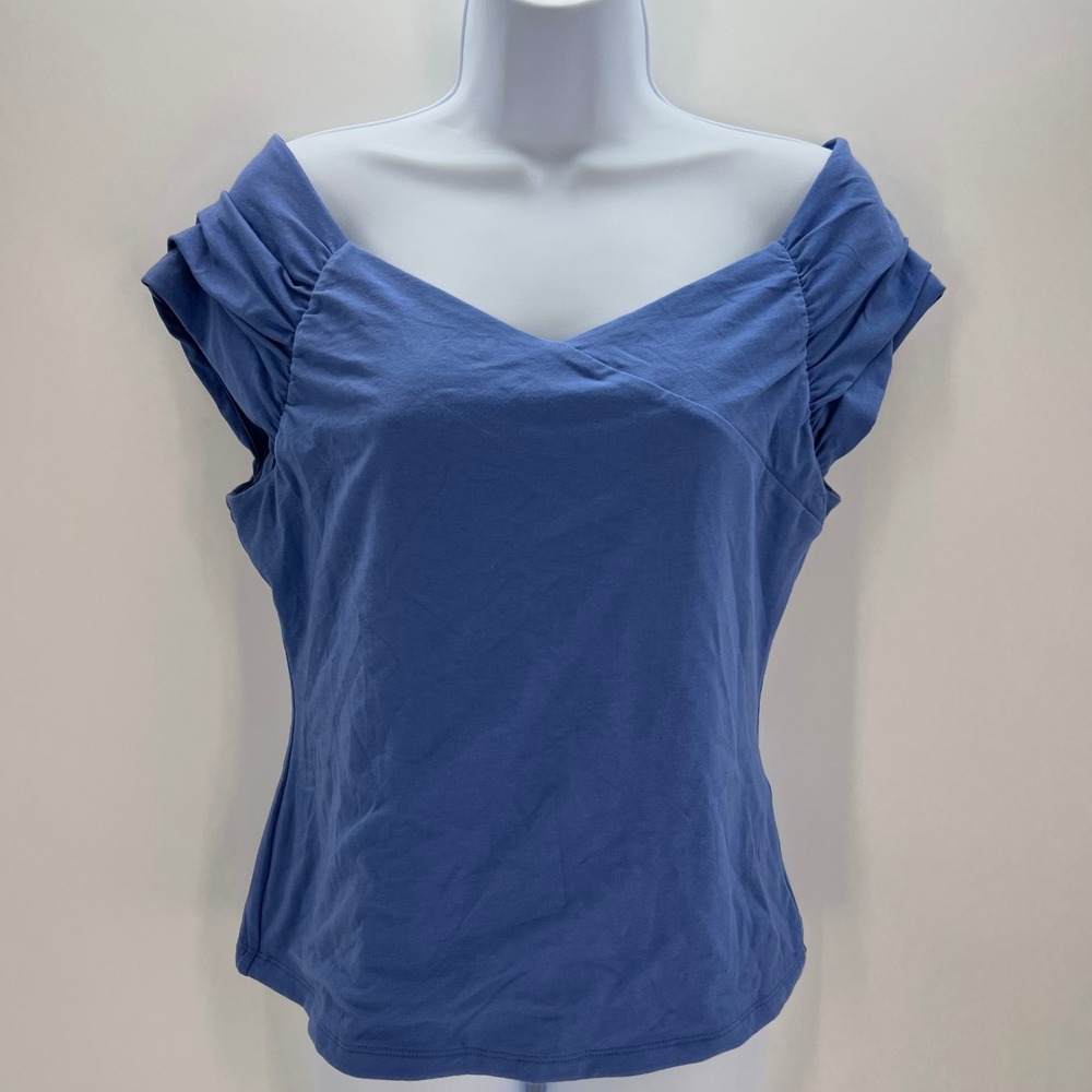 Banana Republic Size M Blue Soft Stretch Off The Shoulder Feminine Basic Top